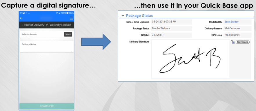 Quickbase Digital Signature App Visual benefits of digital signature