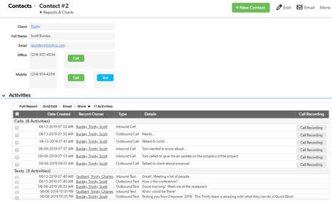 Screenshot of the Trinity VoIP platform