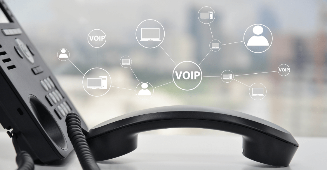 An office phone used for VoIP solutions.